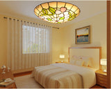 Stained Glass Tiffany-Style Flower Flush Mount Ceiling Light