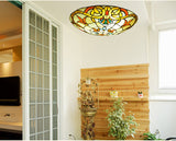Stained Glass Baroque Flush Mount Ceiling Light Fixture With Bowl Shape Design
