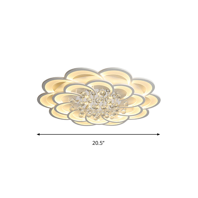 Modern Floral Iron Flush Mount Led Ceiling Light In Warm/White - 20.5/27/31.5 W White Fixture