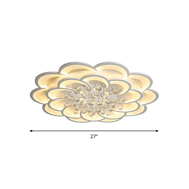 Modern Floral Iron Flush Mount Led Ceiling Light In Warm/White - 20.5/27/31.5 W White Fixture