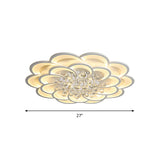 Modern Floral Iron Flush Mount Led Ceiling Light In Warm/White - 20.5/27/31.5 W White Fixture