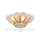Traditional Gold Flared Flush Mount Ceiling Light With Crystal Accent 6 Lights And Beveled Glass