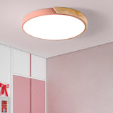 Wood Minimalist Rounded Flush Ceiling Light - 1 - Light Flush - Mount Fixture Pink / 9’