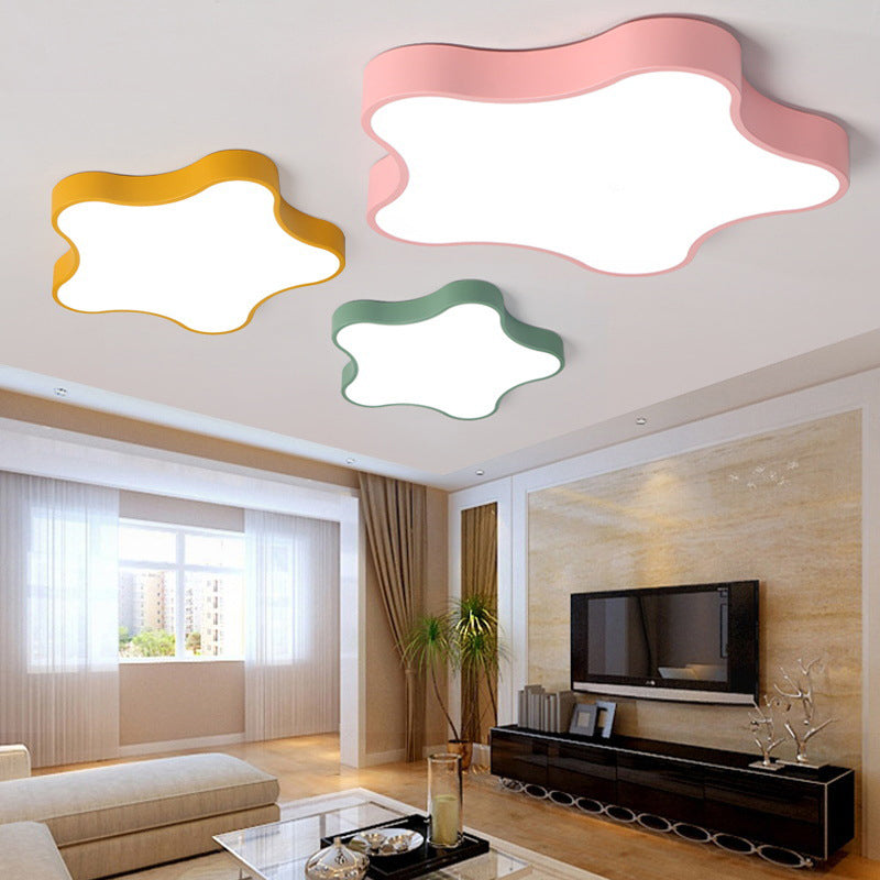 Contemporary Star Flush Mount Light Fixture - 1-Light Metal Ceiling