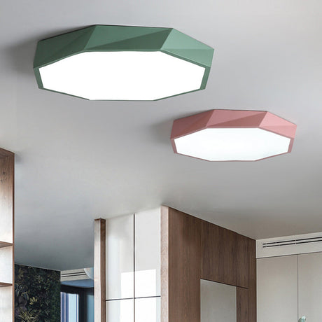 Contemporary Acrylic Flush Mount Ceiling Light For Bedroom - Faceted Chandelier