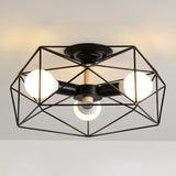 Nordic Industrial Geometric Flush Mount Ceiling Light For Bedroom - Metal Fixture Black / 16.5