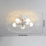 Nordic Industrial Geometric Flush Mount Ceiling Light For Bedroom - Metal Fixture