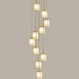 Modern Brass Frosted Glass Pendant Lamp For Duplex House 10 /