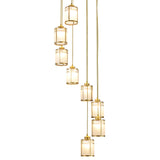 Modern Brass Frosted Glass Pendant Lamp For Duplex House