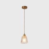 Modern Brass Bedside Pendant Lamp With Clear Glass Shade - Single-Bulb Pendulum Light / Cone