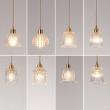 Modern Brass Bedside Pendant Lamp With Clear Glass Shade - Single-Bulb Pendulum Light