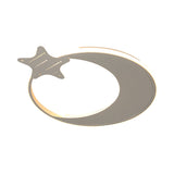 Modern Led Ceiling Flush Light - White Moon And Star Design In Warm/White