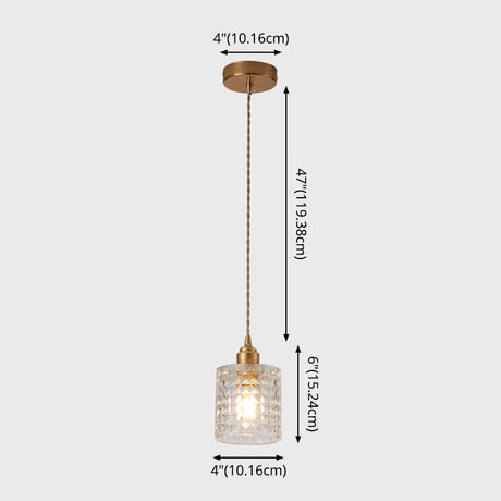 Modern Brass Bedside Pendant Lamp With Clear Glass Shade - Single-Bulb Pendulum Light