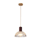 Simple Style Ribbed Glass Pendant Light Fixture For Bedroom