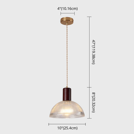 Simple Style Ribbed Glass Pendant Light Fixture For Bedroom