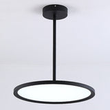 Minimalistic Acrylic Pendant Led Ceiling Light With Hanging Rod – Flat Shade Diner Lighting Black