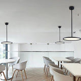 Minimalistic Led Pendant Ceiling Light With Hanging Rod And Flat Shade