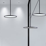 Minimalistic Led Pendant Ceiling Light With Hanging Rod And Flat Shade