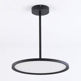 Minimalistic Led Pendant Ceiling Light With Hanging Rod And Flat Shade