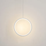 Sleek Metal Led Pendant Light Kit: Minimalist Ring Design For Bedside Suspension 1 / White