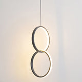 Sleek Metal Led Hanging Lamp Kit - Stylish Ring Pendant Light For Bedside Suspension 2 / Black Warm