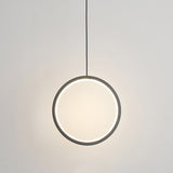Sleek Metal Led Pendant Light Kit: Minimalist Ring Design For Bedside Suspension 1 / Black Warm
