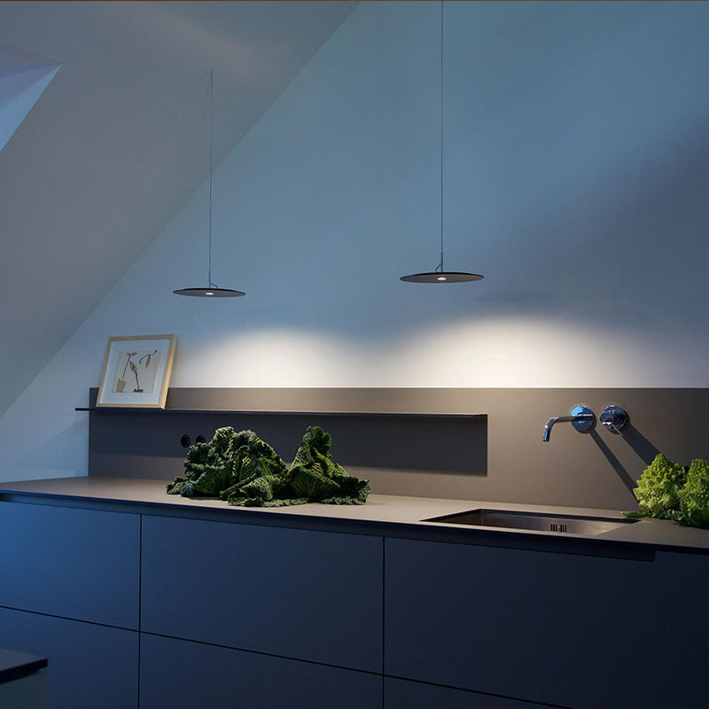 Minimalist Disk Pendant Lamp: Stylish Metal Suspension Light Fixture For Diner Bar And More Black /
