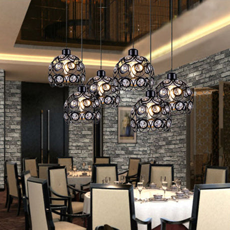 Dome-Shaped Crystal Hollow Pendant Lamp: Minimalist Modern Hanging Light Fixture