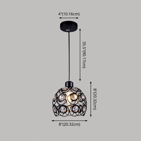 Dome-Shaped Crystal Hollow Pendant Lamp: Minimalist Modern Hanging Light Fixture