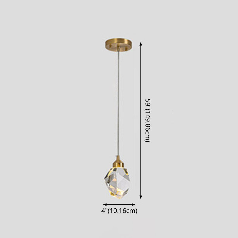 Led Crystal Stone Pendant Light - Simple Single-Light Clear Lamp For Dining Room