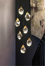 Led Crystal Stone Pendant Light - Simple Single-Light Clear Lamp For Dining Room