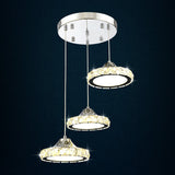 Modern Circular Led Crystal Pendant Light With Chrome Finish For Hanging Ceiling / Warm 10