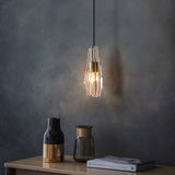 Modern Shaded Crystal Pendant Light - Simplicity Block Design Brass Ceiling Fixture