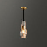 Modern Shaded Crystal Pendant Light - Simplicity Block Design Brass Ceiling Fixture / Teardrop