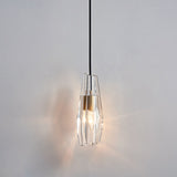 Modern Shaded Crystal Pendant Light - Simplicity Block Design Brass Ceiling Fixture