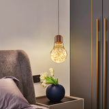 Metal Pendant Light With Starry Led String And Glass Shade For Bar Rose Gold / 6