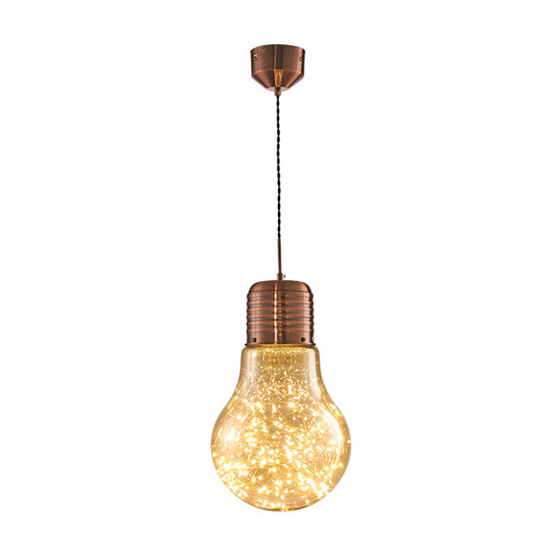 Metal Nordic Pendant With Led Starry String Lights For Bar Decor