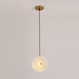 Brass Plated Crystal Glass Led Pendant Light For Dining Spaces / C