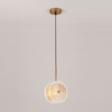 Brass Plated Crystal Glass Led Pendant Light For Dining Spaces / B
