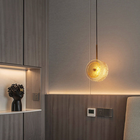 Brass Plated Crystal Glass Led Pendant Light For Dining Spaces