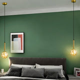 Amber Glass Ball Pendulum Light - Nordic Style Led Pendant With Starry String 1 Head