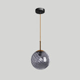 Loft Style Twisted Glass Hanging Lamp - 1 Bulb Dining Room Ceiling Light Fixture Smoke Gray / Globe