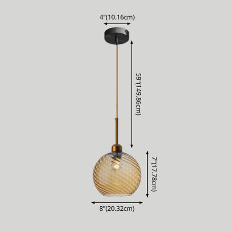 Loft Style Twisted Glass Hanging Lamp - 1 Bulb Dining Room Ceiling Light Fixture