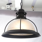 Vintage Glass Bowl Cage Suspension Light For Dining Room