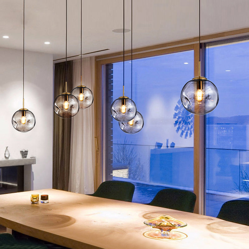 Irregular Glass Ball Mini Pendant Light - Modern Minimalist Hanging Lighting Fixture For Dining Room