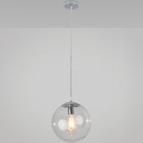 Minimalist 1-Light Pendant Light Bubble Transparent Glass Ball Shade With 39 Hanging Wire Silver / 8