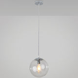 Minimalist 1-Light Pendant Light Bubble Transparent Glass Ball Shade With 39 Hanging Wire Silver / 6