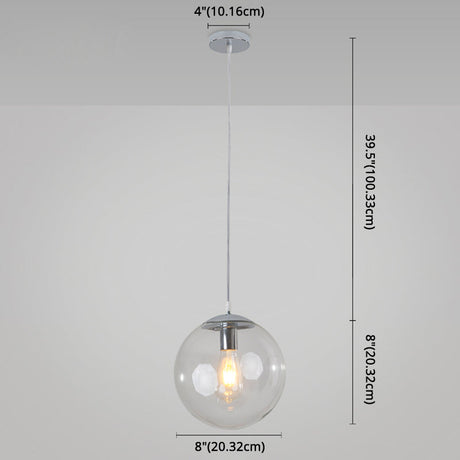 Minimalist 1-Light Pendant Light Bubble Transparent Glass Ball Shade With 39 Hanging Wire