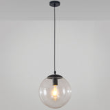 Minimalist 1-Light Pendant Light Bubble Transparent Glass Ball Shade With 39 Hanging Wire Black / 10