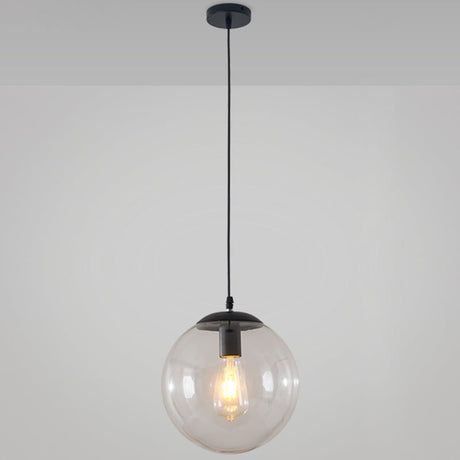 Minimalist 1-Light Pendant Light Bubble Transparent Glass Ball Shade With 39 Hanging Wire Black / 10
